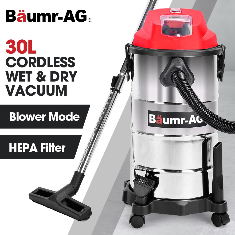BAUMR AG 30L Cordless Wet Dry Vacuum Cleaner Kit with 4Ah battery and Charger Blower