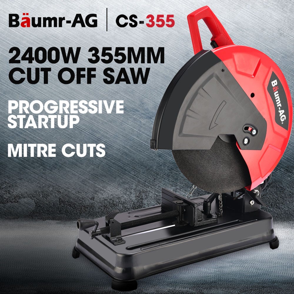 BAUMR AG 2400W 355mm 14 Metal Cut Off Cold Saw Soft Start 45 Degree Mitre Chop
