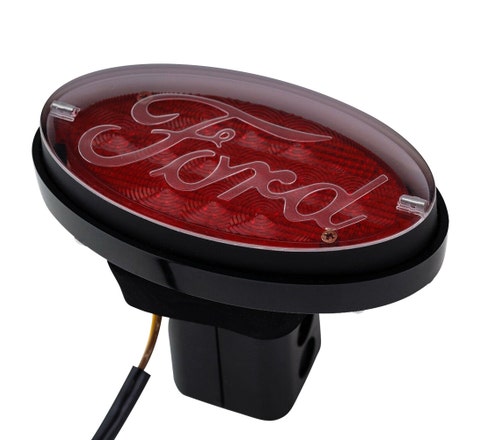 JAXSYN Novelty Tow-bar / Trailer Hitch Cover - Red Oval Ford logo Brake light