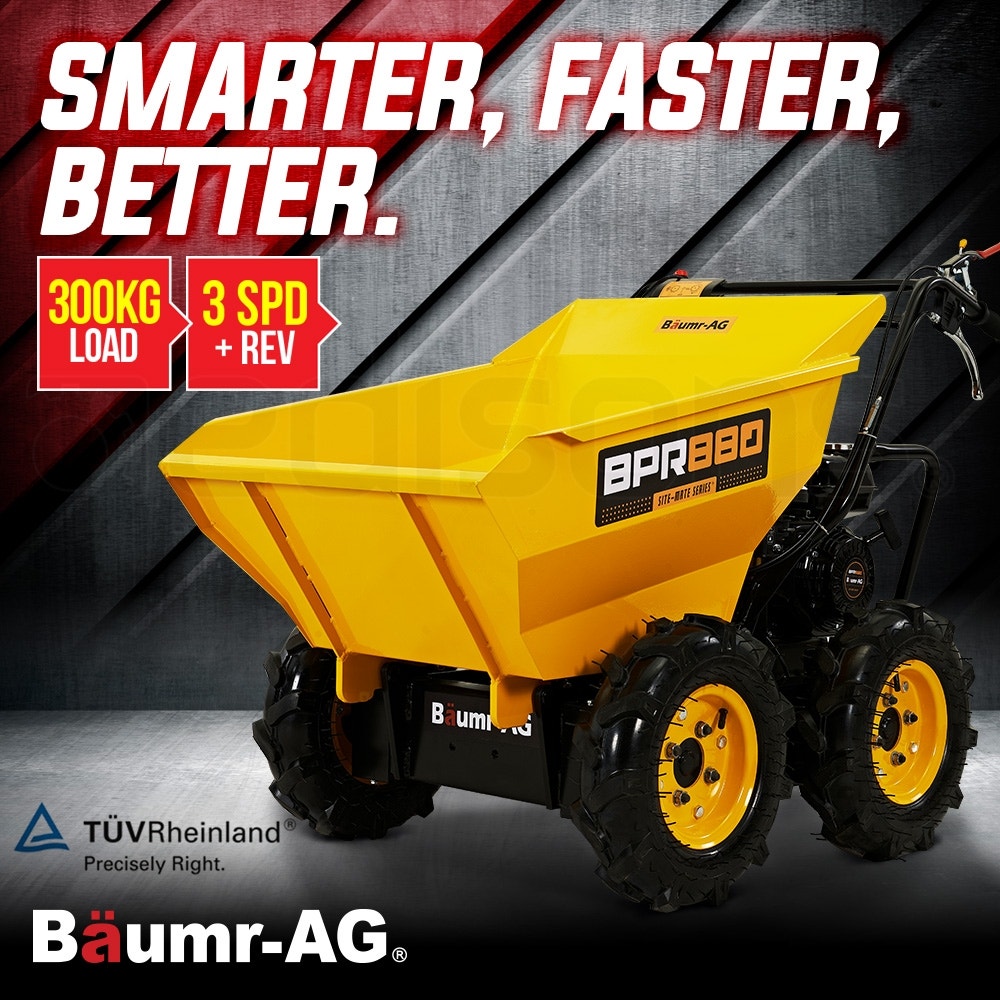 Baumr AG Power Wheelbarrow Motorized Mini Petrol Powered Wheel Barrow Self Dump