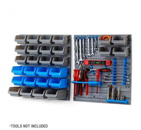 Baumr-AG 44 Part Storage Bin Rack Wall Mounted Tool Organiser Box Shelving